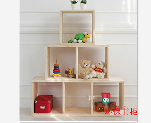 OD59 wholesale children's solid wood bookcase pine simple modern bookcase bookshelf free combination with door primary school wooden cabinet