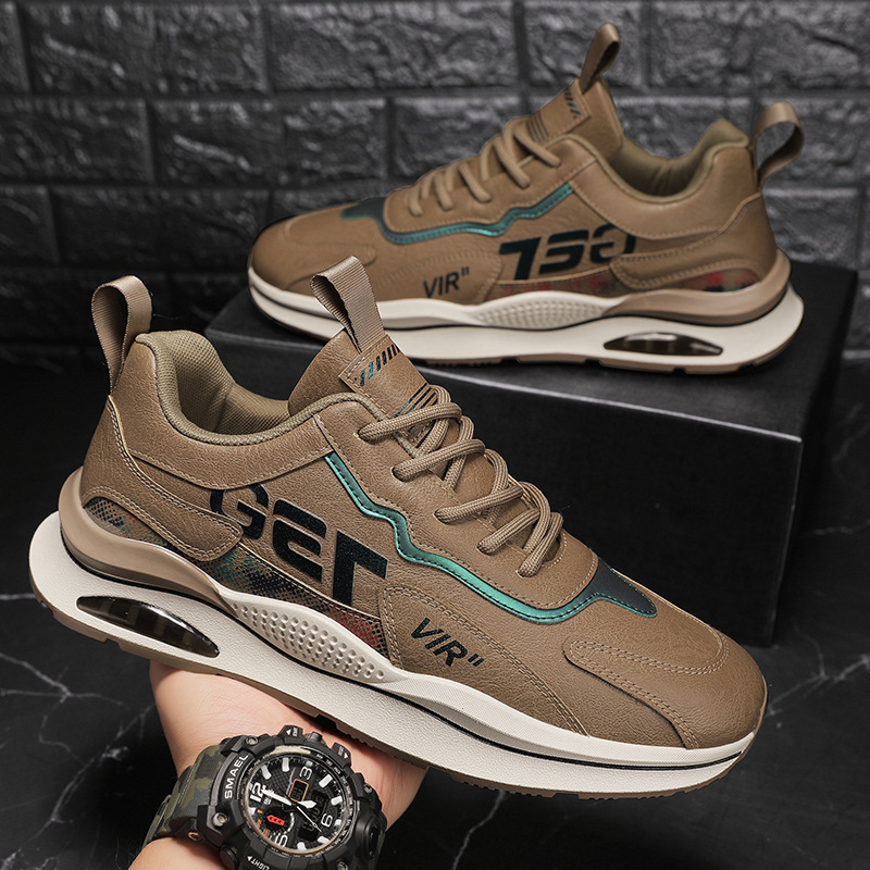 Cross-border plus size Spring and Autumn New Men's Shoes Retro Men's Leather Sports Running Shoes Student Casual Workwear Torre Shoes