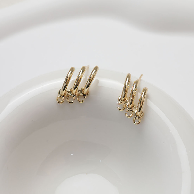 14kメッキ真金保色3輪イヤリングイヤリングdiy手作り材料部品|undefined
