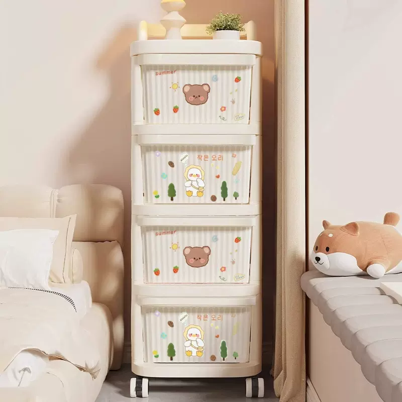 新款置物架小推车家用零食收纳柜多层抽屉带轮可移动收纳架储物柜