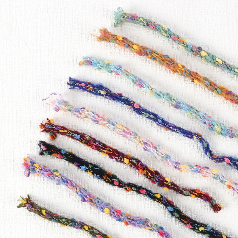Colorful Beanie Yarn Hand-Mixed Thread Niche Art Yarn Hand-Knitted Hair Band Earrings Jewelry Yarn Factory Direct Supply