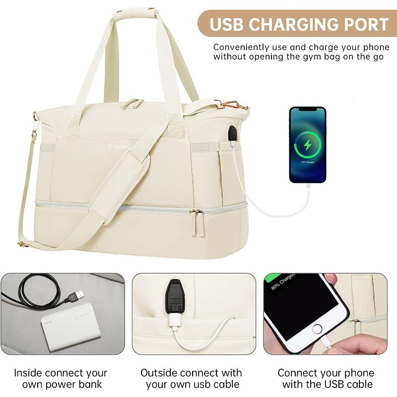 Hot Sale Gym Travel Bag USB Charging Port Waterproof Breathable Durable Dry Wet Separation Multifunctional_voghion.com