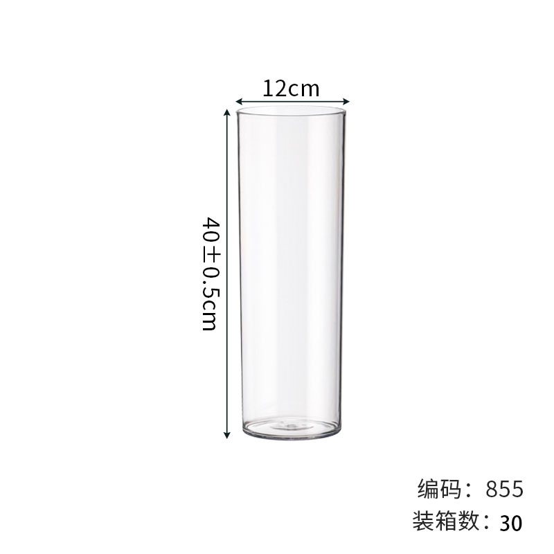 Jarrón de flores de plástico de sensación medieval de alta gama - Múltiples tamaños, alta transparencia, cubo despertador de flores, a prueba de caídas, imitación de vidrio, cubo para floristería/flores frescas