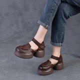 以一 Летние кожаные ретро босоножки с ремешком, воловья кожа