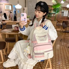 厂家定制撞色初高中生书包女大容量轻便旅行背包多功能电脑双肩包