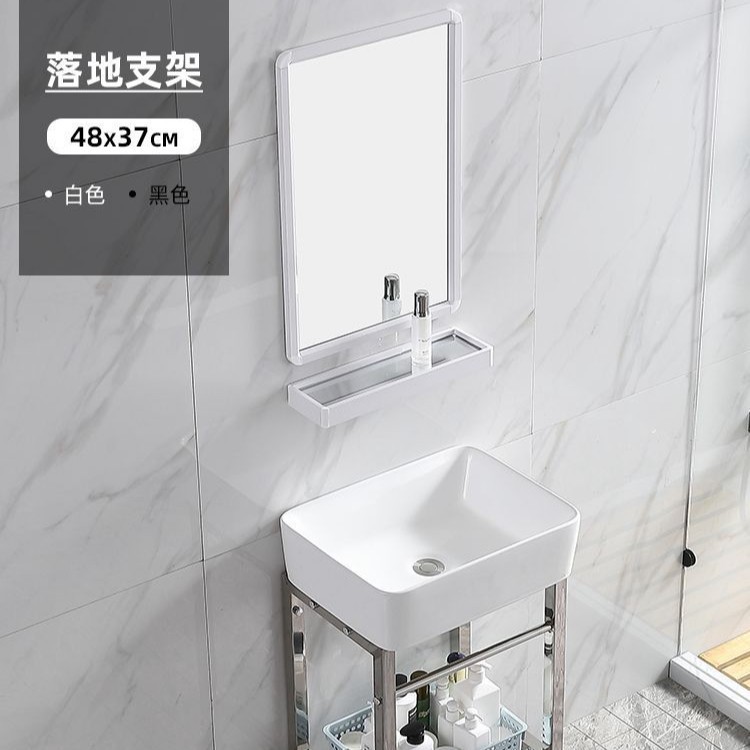 防锈卫生间易清洁小户型简装公寓落地式工程酒店洗手盆陶瓷一体盆|undefined
