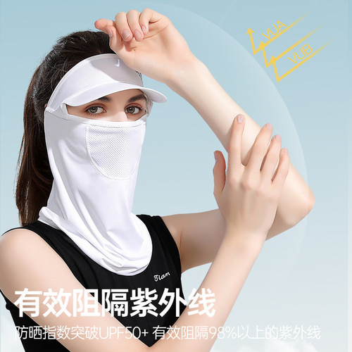 Summer Ice Silk Sunscreen Mask for Women Outdoor Golf Sports Sun Hat Cycling Face Protector Hijab Veil XTJ72