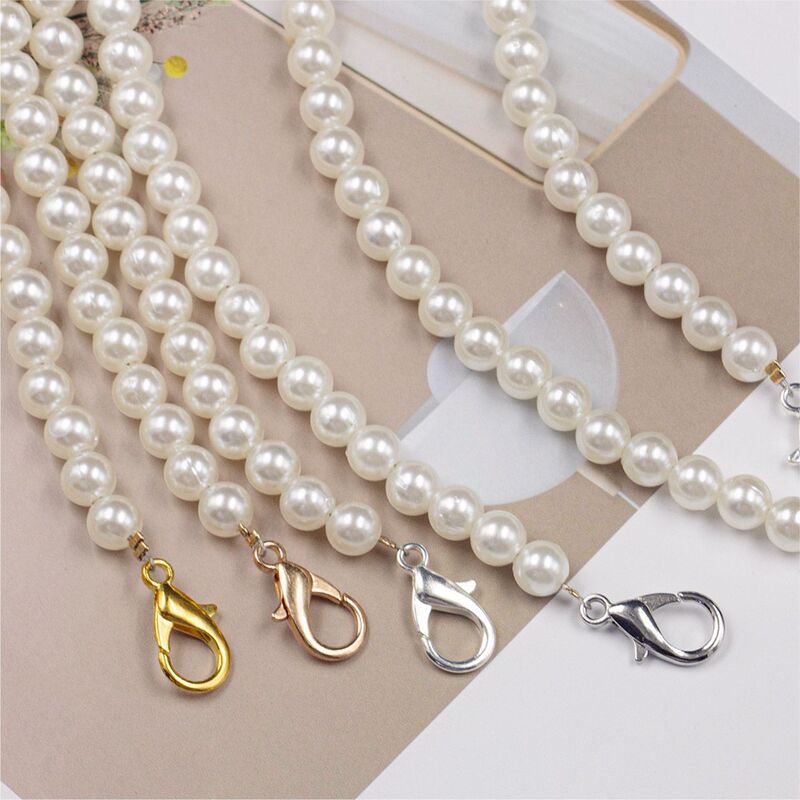 Pearl Bag Chain 8mm Personalized Double-Row Buckle Versatile Handbag Chain Single Shoulder Crossbody Bag with Chain