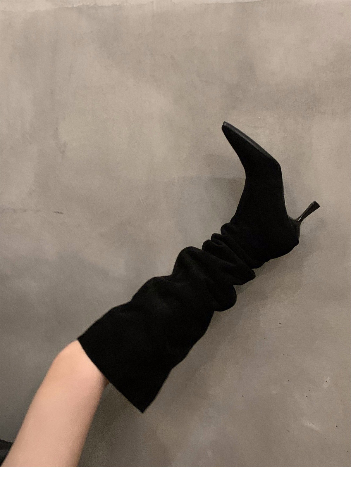 High heel Khaki over the knee pile boots women's new fall/winter pointy skinny knight boots_voghion.com