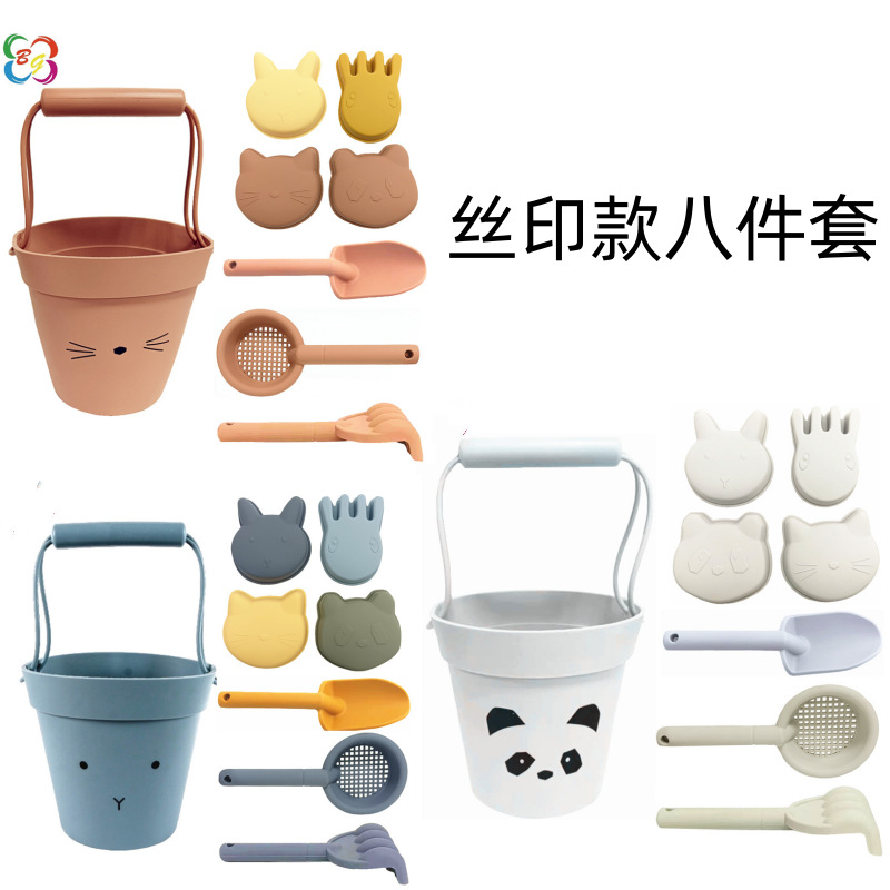 Juego de herramientas de silicona para niños para jugar en la arena, pala para la playa, molde de arena con modelo de animales de nieve, juguetes de playa