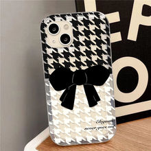 千鸟格蝴蝶结适用iPhone17promax手机壳苹果14大孔16/13简约15