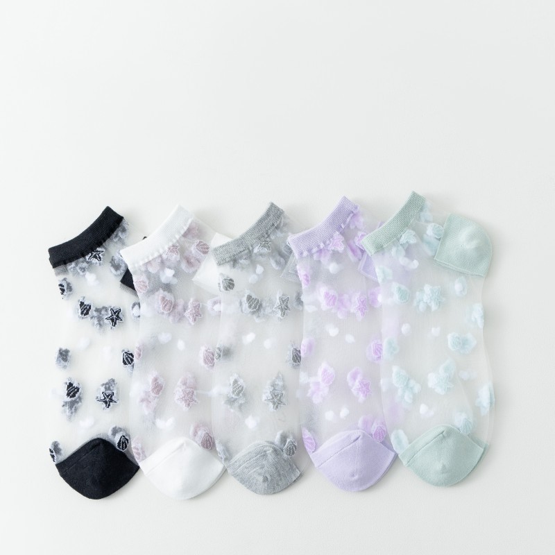 Glass Silk Socks Women's Crystal Summer Thin Breathable Shallow-top Boat Socks Japanese All-match Sweet Cass Invisible Socks