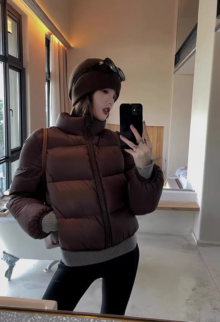 Short High-waisted Down Jacket For Petite Women Kendall Jenner Style_voghion.com