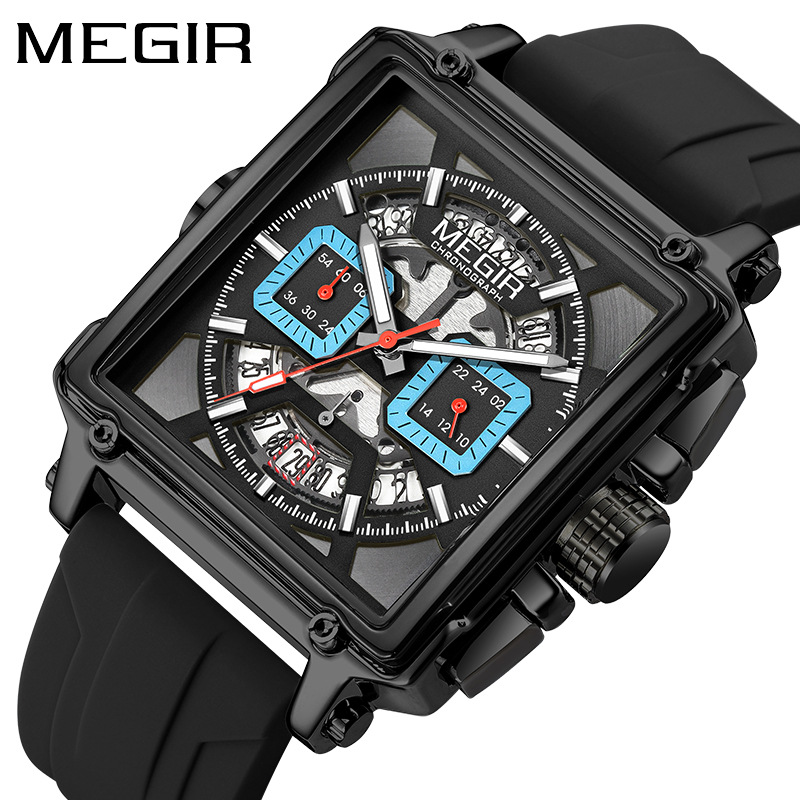 Meigel – montre à Quartz pour hommes, carrée, étanche, brillante, Sport, chronomètre multifonctionnel, nouvelle collection 2023_voghion.com
