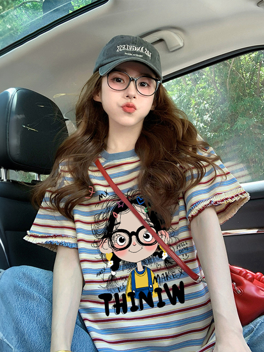 Cotton summer short sleeve T-shirt for students