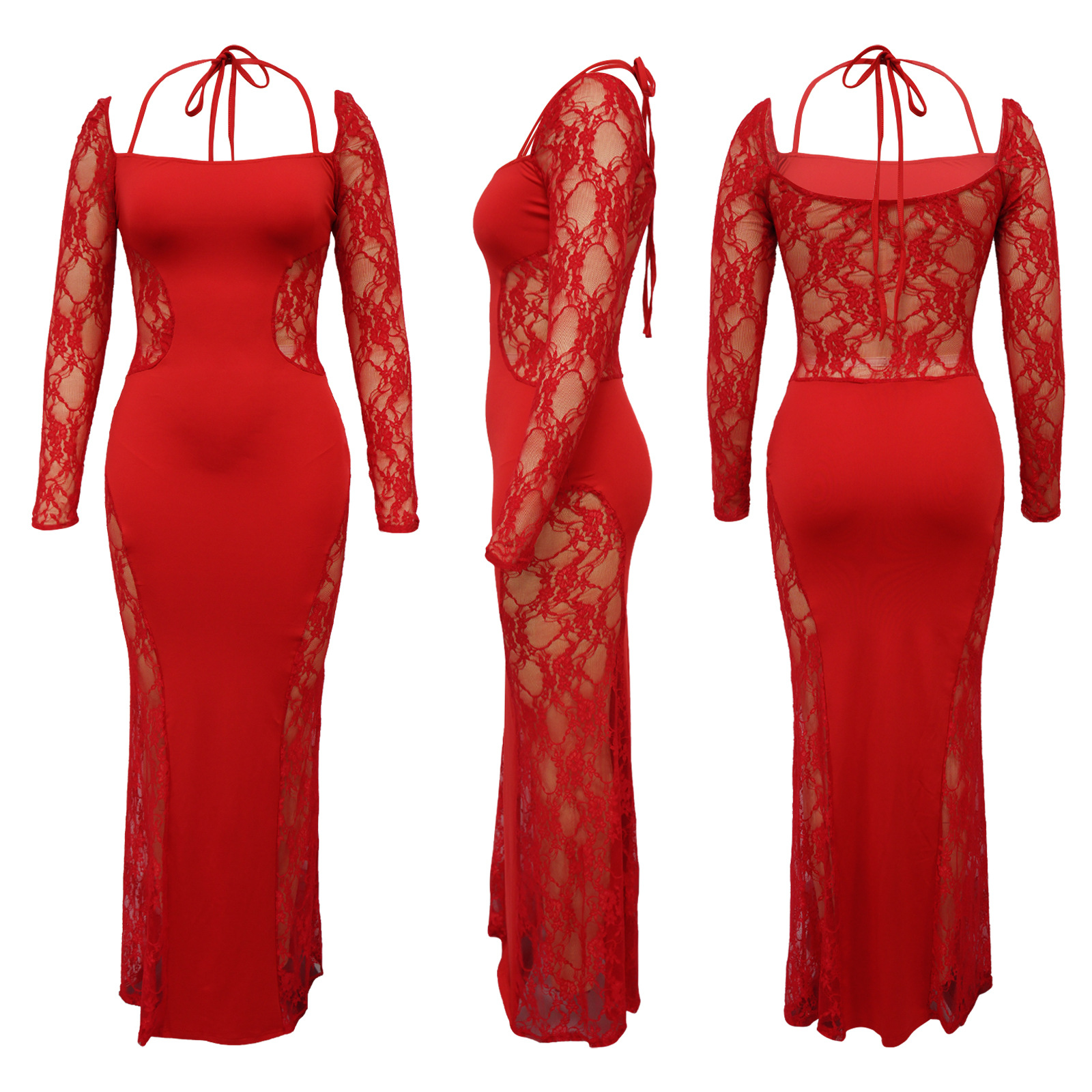 Elegant Women's Lace Splicing Evening Dress For Special Occasions_voghion.com