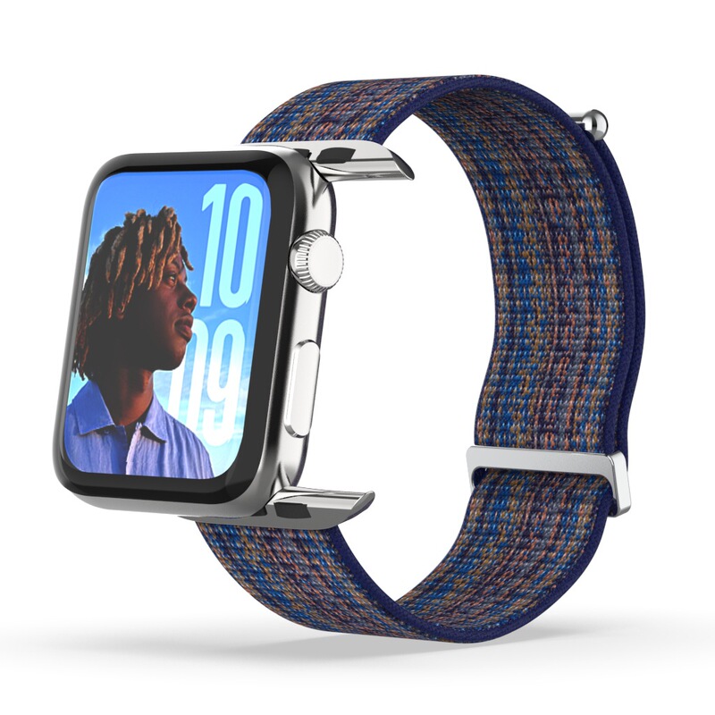 For Apple Woven Nylon Strap ultra2 New Watch Double Section Metal Loop Buckle Velcro Wristband