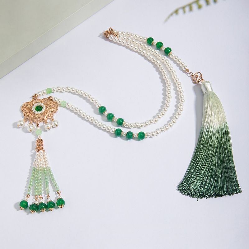 Volver nube borla collar largo tarde Ming estilo Ruo collar antiguo estilo Ming estilo Han accesorios de ropa suave Ruo estilo nacional suéter cadena