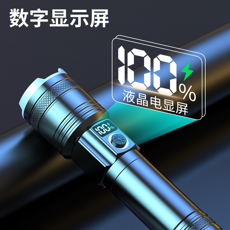 Generación Pantalla Digital linterna de carga rápida de aleación de aluminio tiro largo linterna láser blanco batería desmontable linterna al aire libre