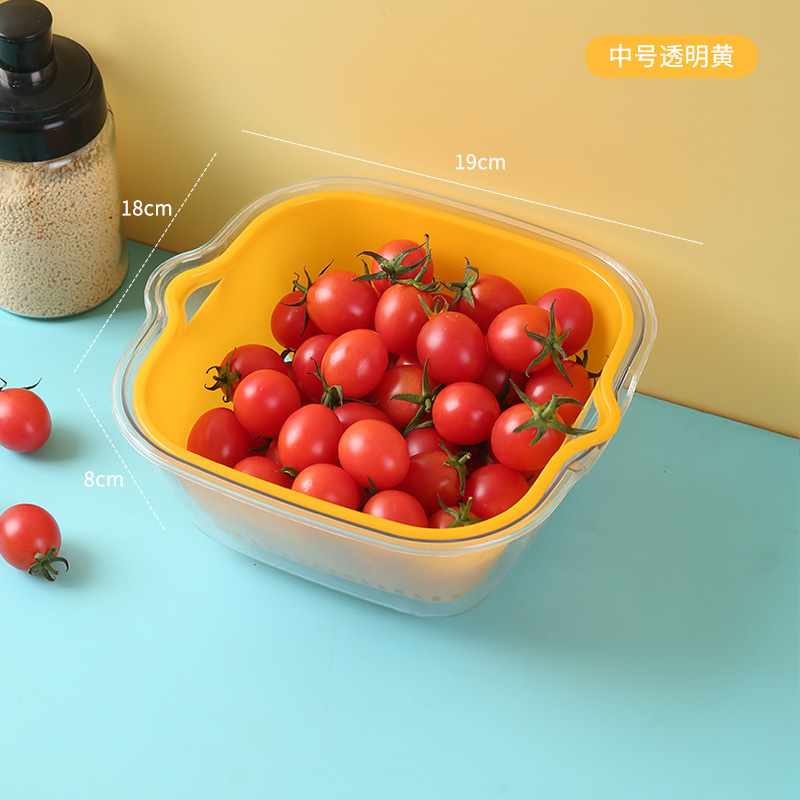 PET二重衝突色野菜水たまり台所家庭用プラスチック果物皿客間ろ過野菜かご洗浄野菜かご|undefined