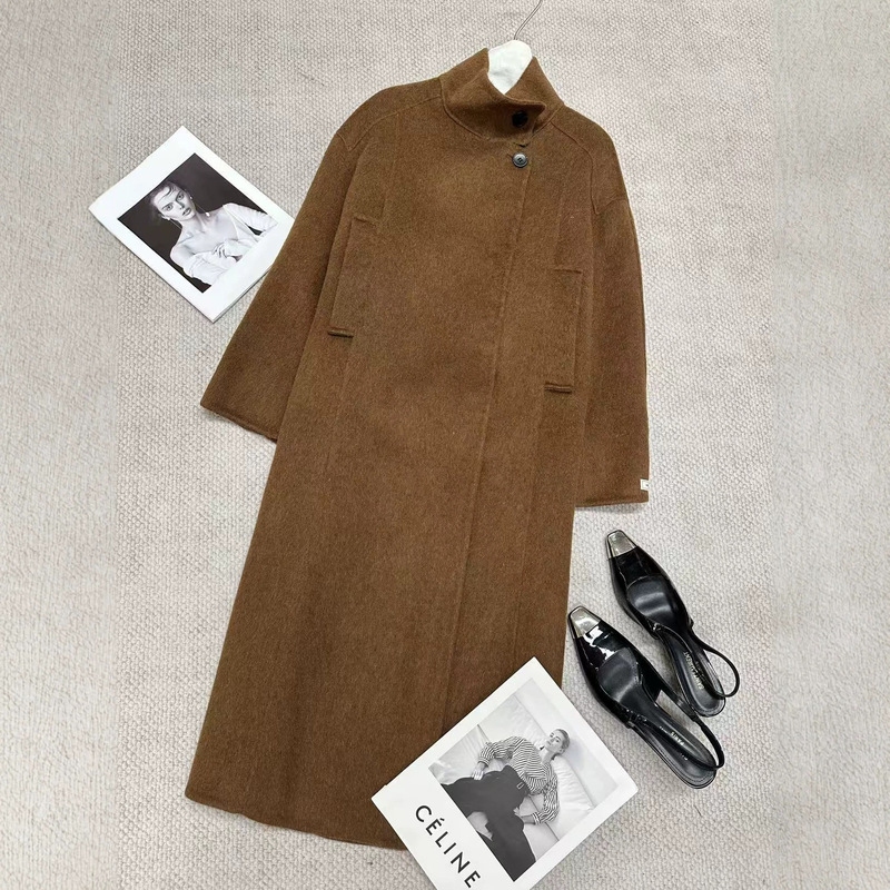 Shenzhen Nanyou 2026 Autumn and Winter New Style Stand Collar Double-Sided Hand-Stitched Camel Wool Autumn and Winter Wool Coat Long Coat for Women Shenzhen Nanyou 2026 Autumn and Winter New Style Stand Collar Double-Sided Hand-Stitched Camel Wool Autumn and Winter Wool Coat Long Coat for Women