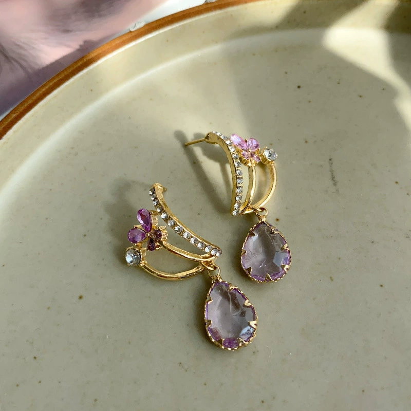 Серьги S925 серебро, игла, легкая роскошь цветочный дизайн, модный корейский стиль, множество цветов