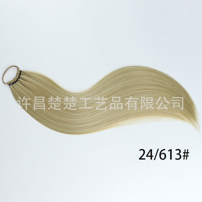 Comercio exterior transfronterizo peluca europea y americana cola de caballo pelo largo y liso cola de caballo sintética extensión de cabello cola de caballo de mujer trenzas falsas al por mayor