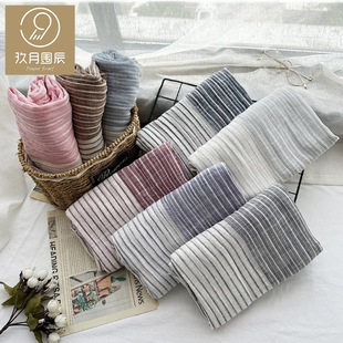 Foreign Trade Simple Striped Cotton and Linen Scarf Women's High-end Light Luxury Contrast Color Small Tassel Shawl Decorative Men's Silk Scarf