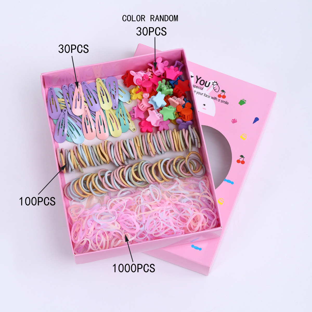 Joyas infantiles nuevas tarjetas de cabello princesa cabello cuerda de cabello bebé caja de regalo para niñas clip de borde coreano conjunto de joyería para el cabello