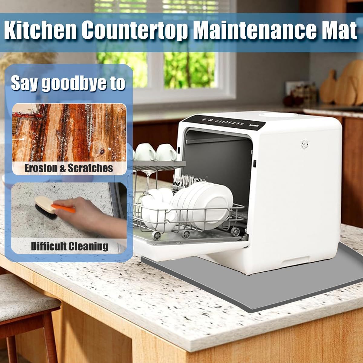 ♔ Cross-Border Dishwasher Silicone Tray Household Anti-Leakage Desktop Floor Protection Mat Portable Dishwasher Silicone