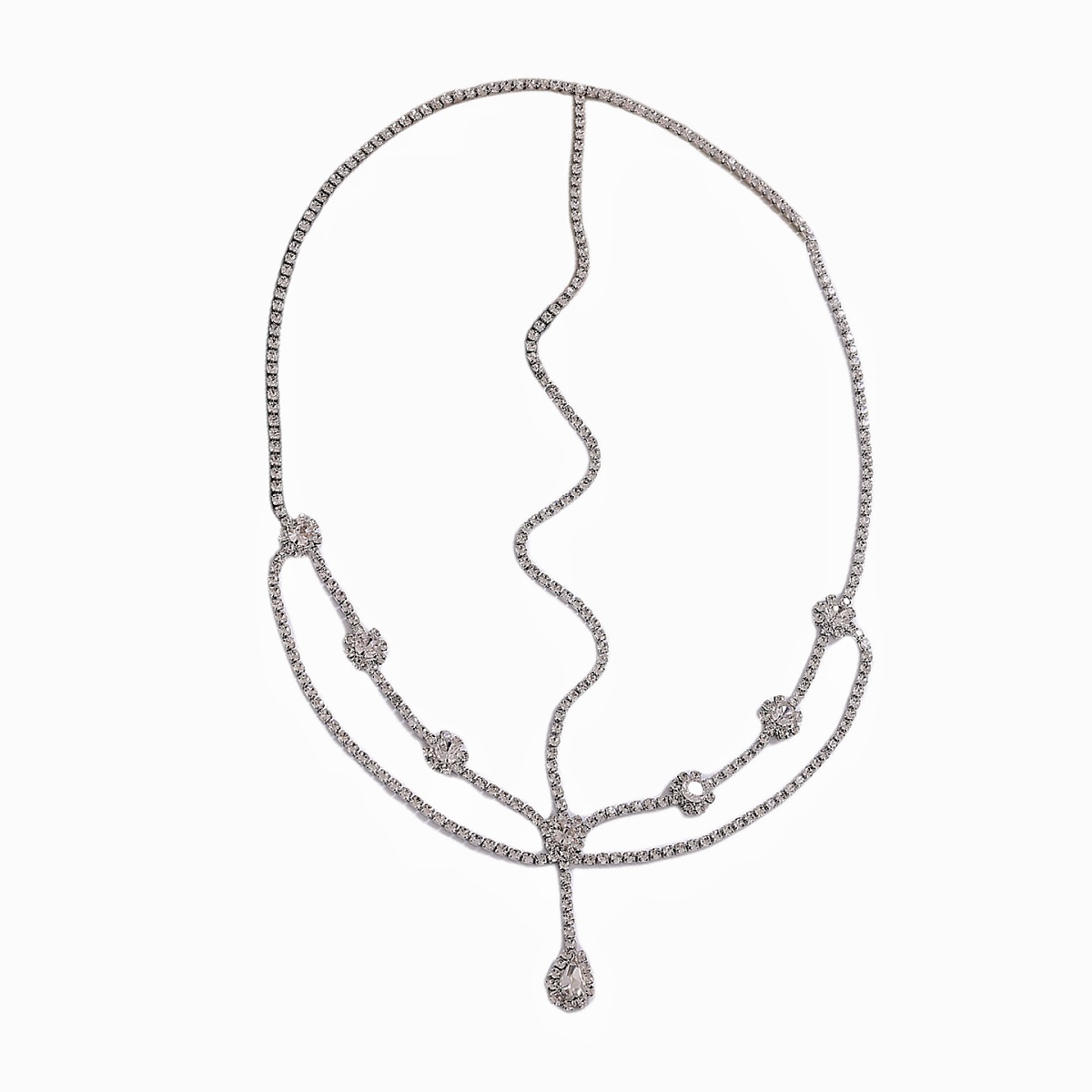 Tocado de cristal exótico frente decoración ceja colgante garra cadena flash diamante cadena traje antiguo Hanfu atmósfera sensación de frío accesorios para el cabello