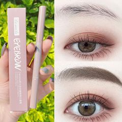 Eyebrow pencil, double-ended, fine tip, waterproof, does not smudge easily, auto-rotating, natural, does not fade quickly, beginner-friendly, female makeup, cross-border.