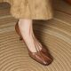 2025 Spring and Summer Sheepskin Square Head with Skirt High Heels Slip-on Temperament Shallow Stiletto Heel Shoes Women's 3340 Size