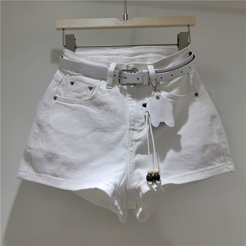 Pantalones Cortos de Mezclilla Lavada para Mujer Corte A con Elástico image 4
