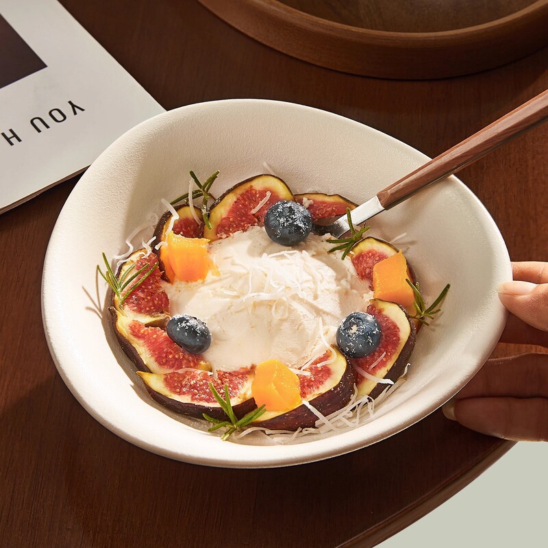 Simple and Stylish Ceramic Tableware Yogurt Bowl Household Bowl Plate Dessert Bowl Salad Bowl Bowl and Plate Set Combination