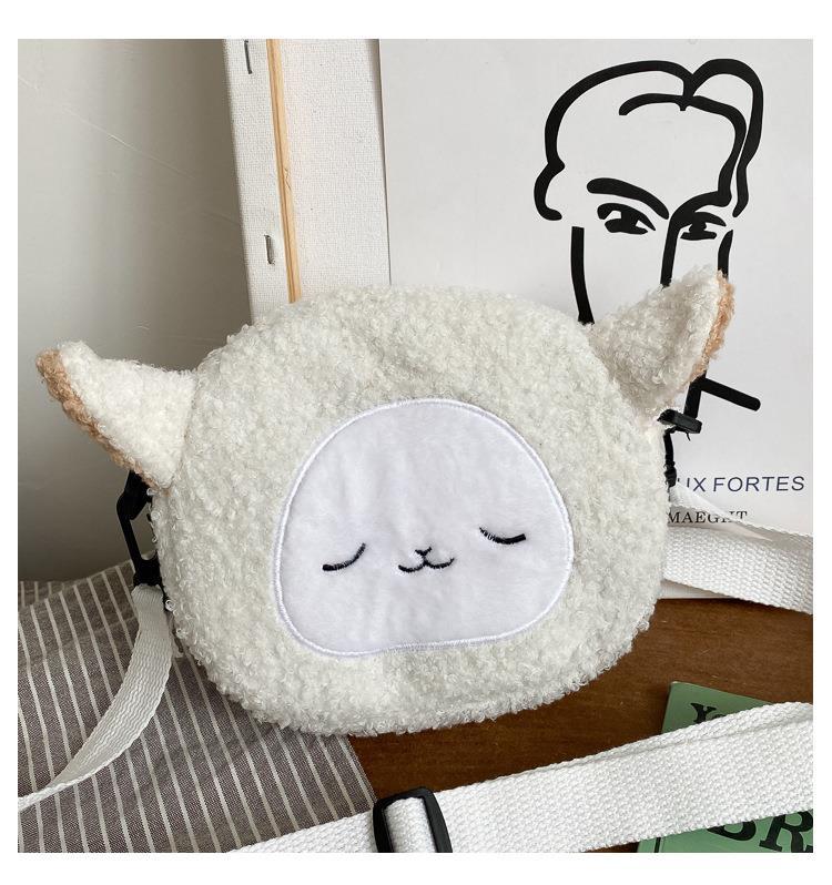 217g Weight Polyester Lining Material Zipper Closure Type Kid's Small Plush Little Bear Cat Cute Zipper Crossbody Bag