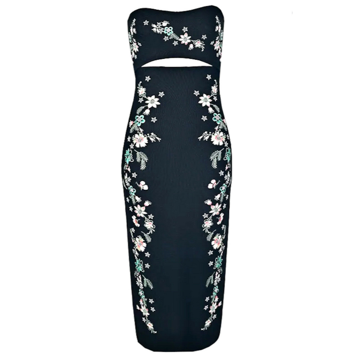 New Women's Fashion Embroidered Tube Top Bandage Dress Holiday Style Hollow Sexy Women's Dress Short Skirt