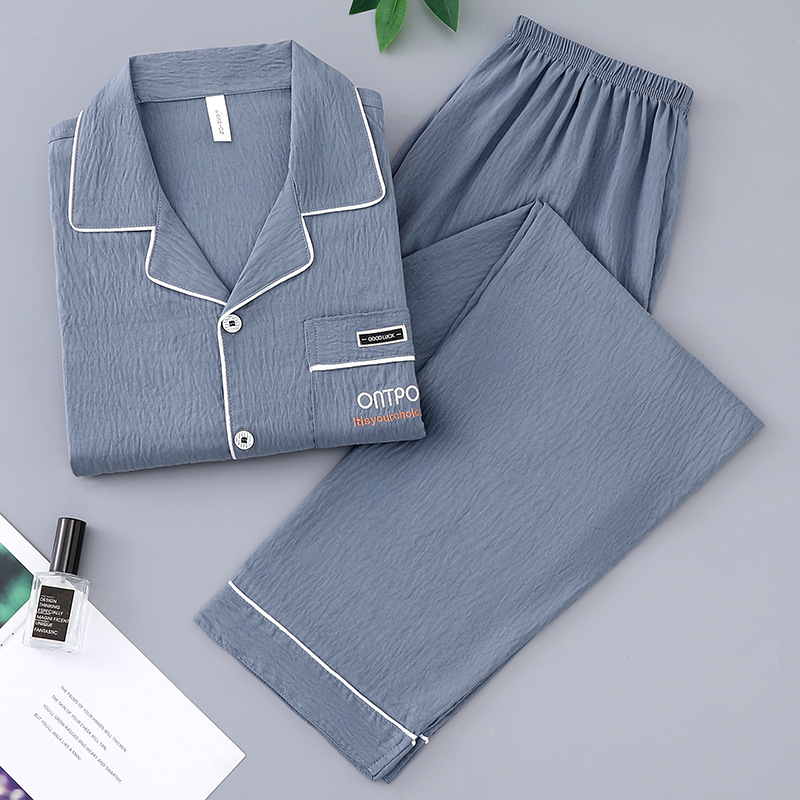 2024 nuevo pijama de hombre primavera y otoño nubes de algodón cardigan de mangas largas casuales sueltas de tamaño grande se puede usar en casa