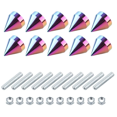 Aluminum Alloy Pointed Nuts, Car — License plate holder/license plate holder - 10-pack-color