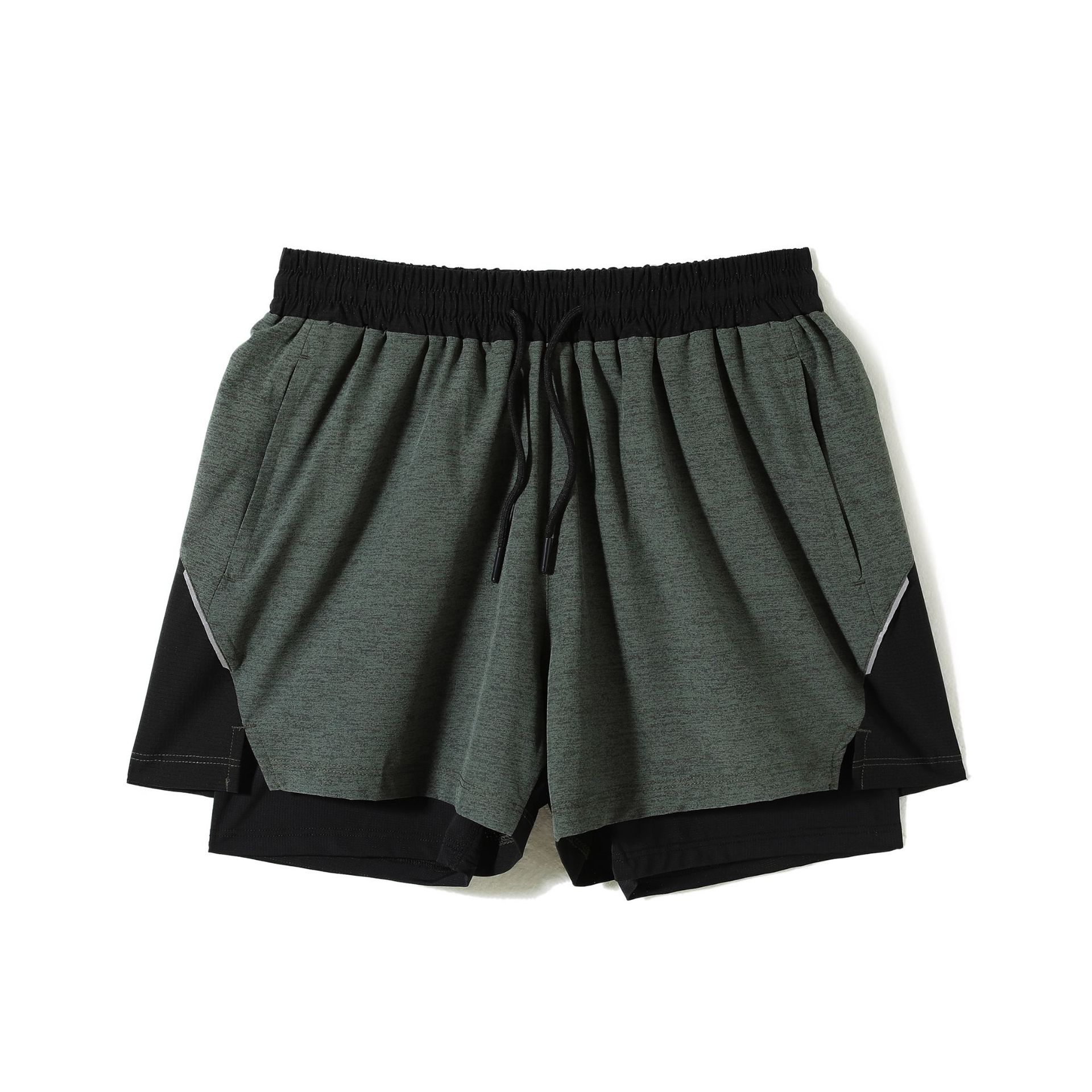 Pantalones cortos deportivos de doble capa de cuatro puntos para hombres, pantalones cortos de entrenamiento de baloncesto, pantalones cortos de entrenamiento de baloncesto