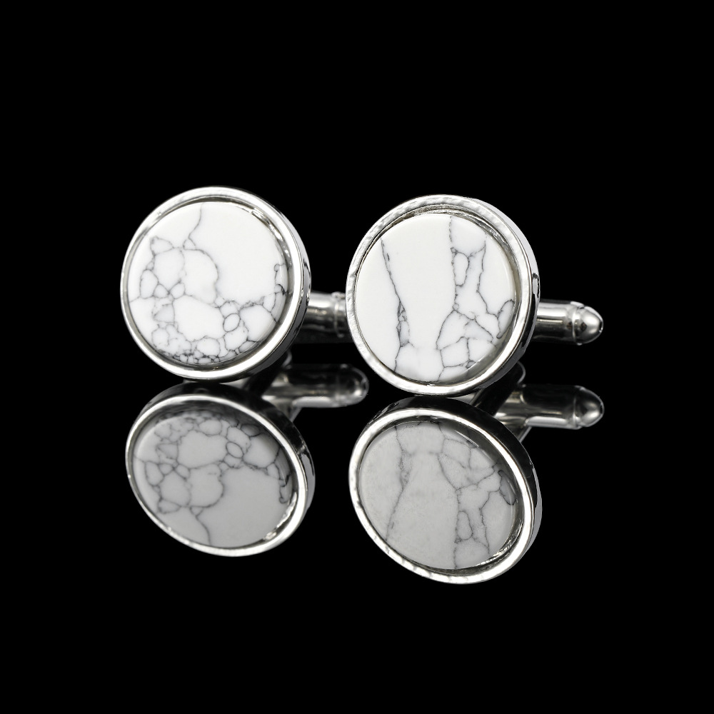 Hochwertige französische Manschettenknöpfe mit blauem Muster, Manschettenknöpfe aus Legierung, Retro-Muschelmanschetten, Business-Herrenhemdknöpfe auf Lager_voghion.com