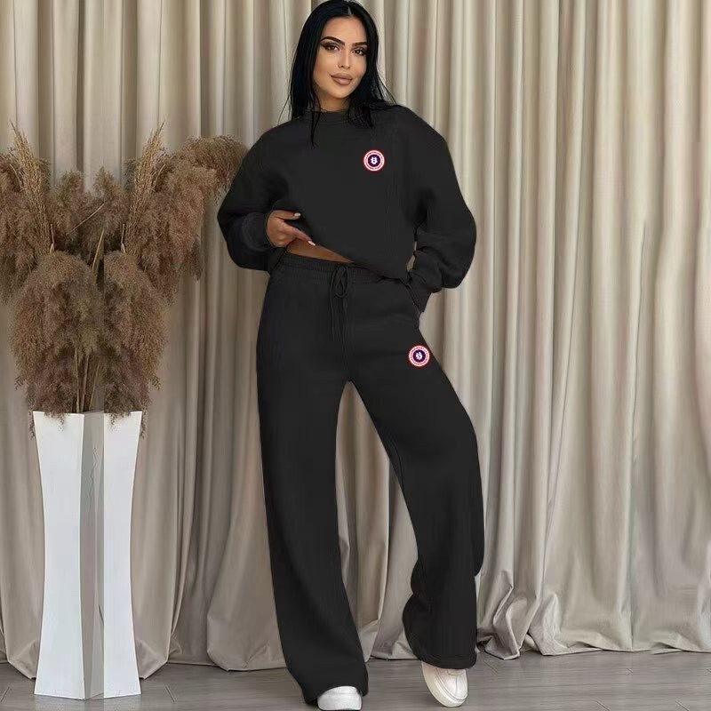 Cross-Border 26 Foreign Trade European and American Letter Print Sweatshirt Street Style Korean Fashion Personalized Unisex Casual Crewneck Sweatshirt Set