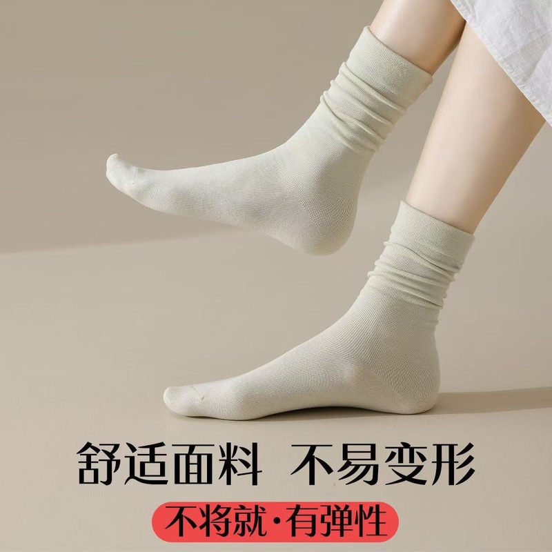 女性用白ソックス春夏ミッドカーフソックスイントレンディな日本製消臭綿ルーズマウスソックスパイルソックス卸売|undefined