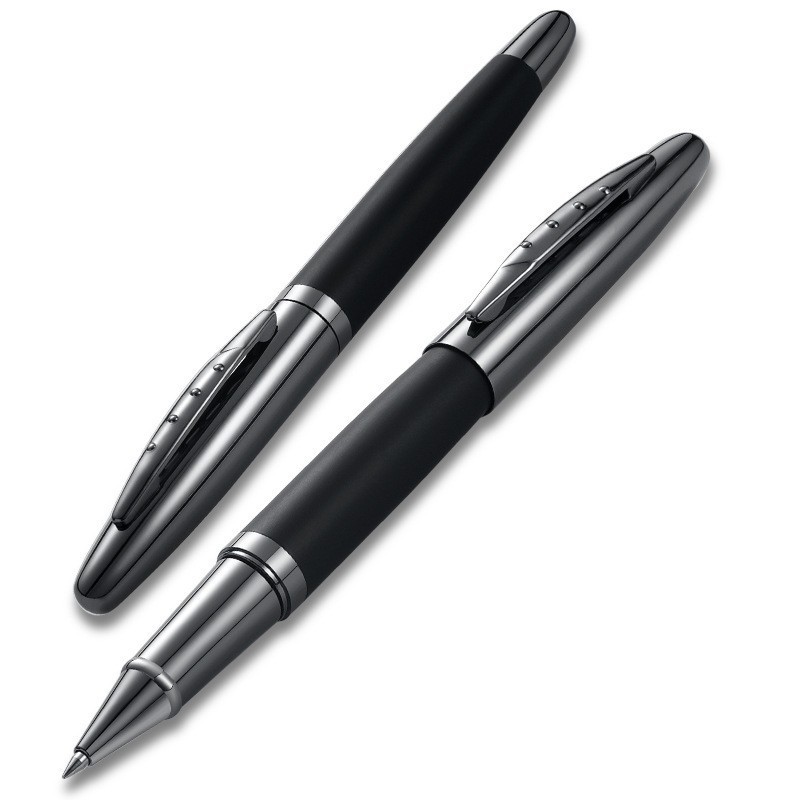 Black metal pen, men's ballpoint pen, neutral ink cartridge, business office signature pen, gift with logo