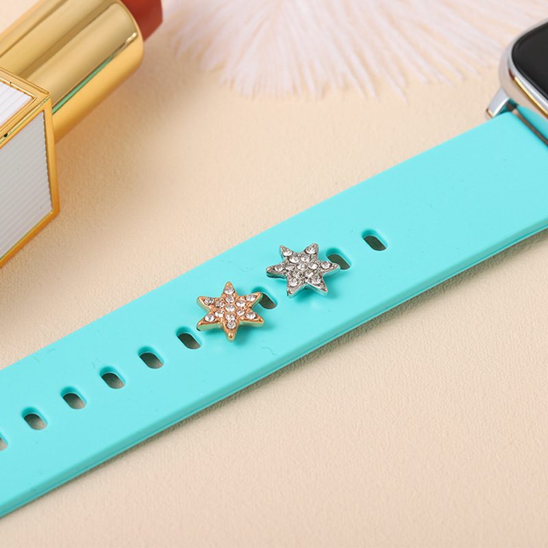 Hebilla decorativa con forma de estrella de mar para correa de silicona de Apple Watch, accesorio de moda al por mayor