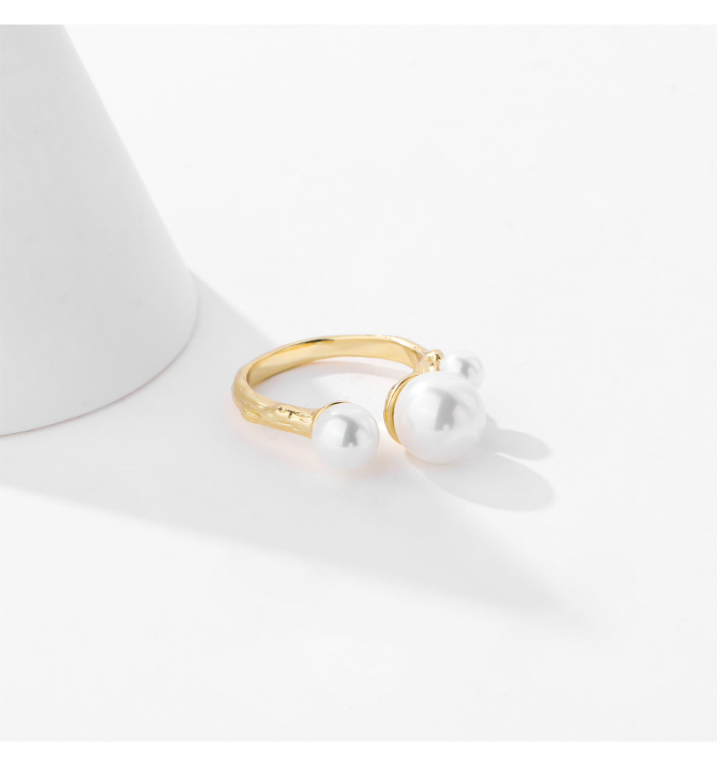 fashion s925 sterling silver inlaid pearl opening ring female