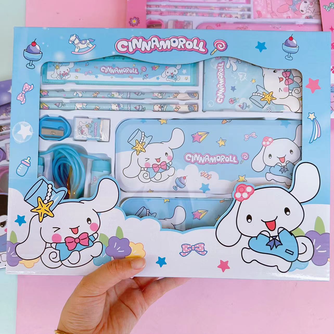 Sanrio-caja de regalo de papelería, conjunto de papelería transfronterizo, lápiz Kuromi, papelería de aprendizaje para niños, regalo de recompensa, venta al por mayor