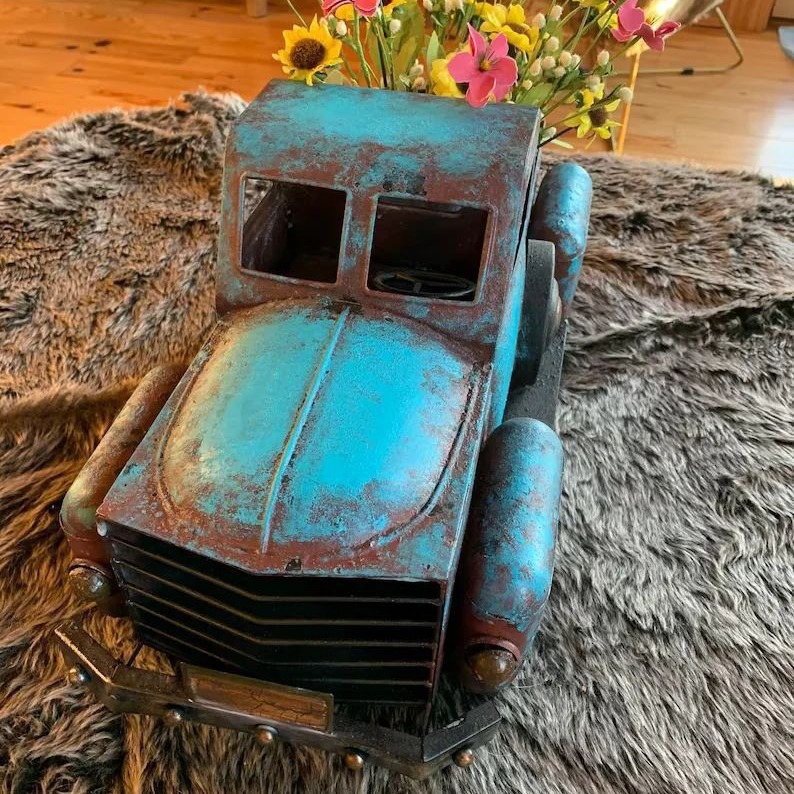 Transfronterizos Camión Decoración de hogar Diseño de patio Decoración de resina Artesanías Decoración al aire libre Decoración creativa Arte