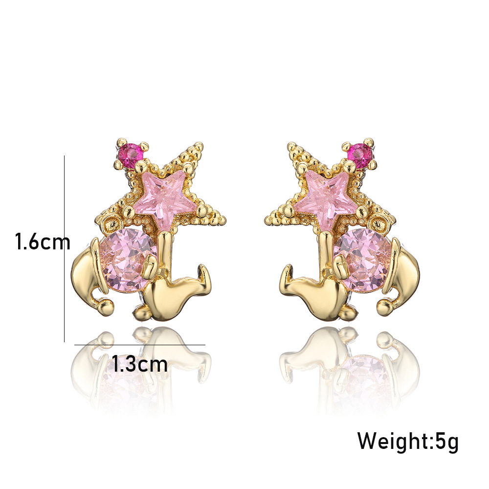 Cute Animal Copper Micro-inlaid Zircon Copper Earrings Female display picture 1