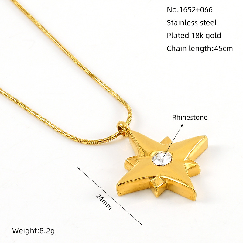 Nuevo estilo de moda red viento collar de acero inoxidable de ocho estrellas mujeres ins viento colgante de metal de acero collar de clavícula de acero mujeres